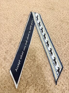 Navy and White Horse Print Twilly Scarf